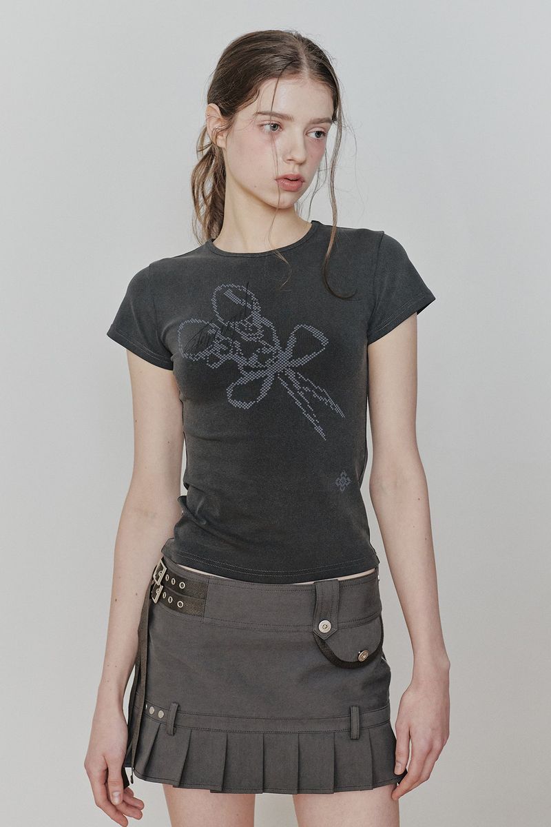 PAIN OR PLEASURE（ペインオアプレジャー）の「FRAGILE GRAPHIC TEE charcoal（Tops）」
