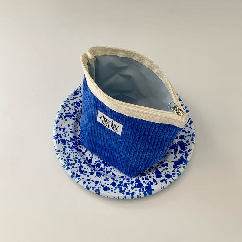 classic pouch_corduroy cobalt blue
