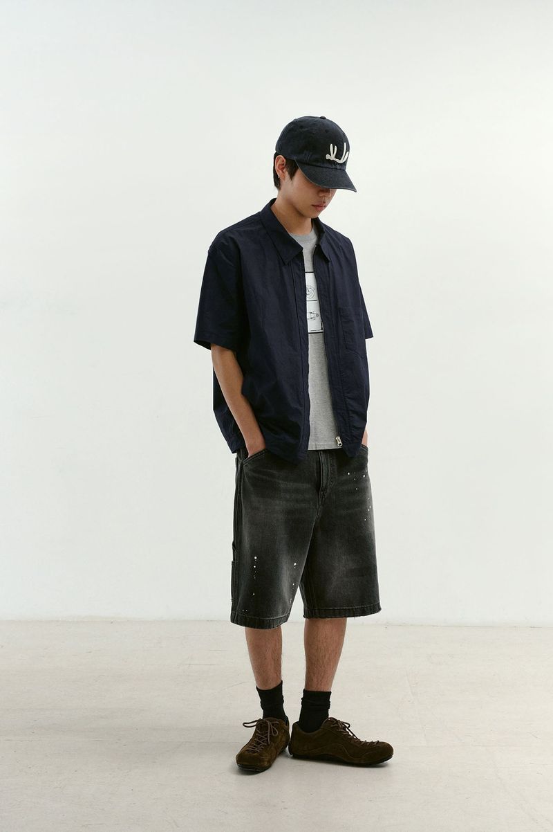 Field Panel Paper Half Shacket (Navy)