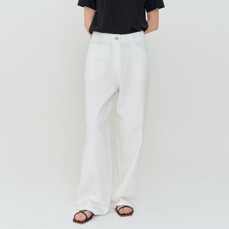 COTTON STRIPE WIDE PANTS (WHITE)