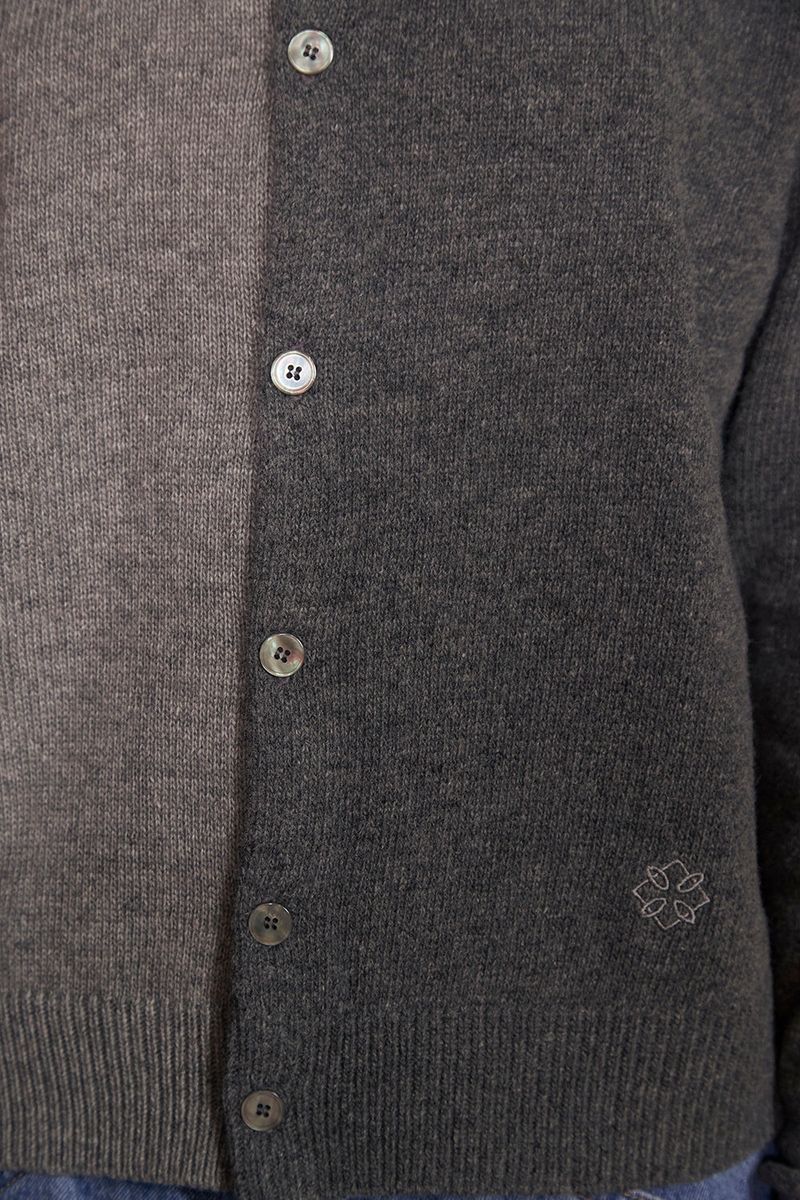 ASYMMETRY WOOL CARDIGAN / CHARCOAL&GREY