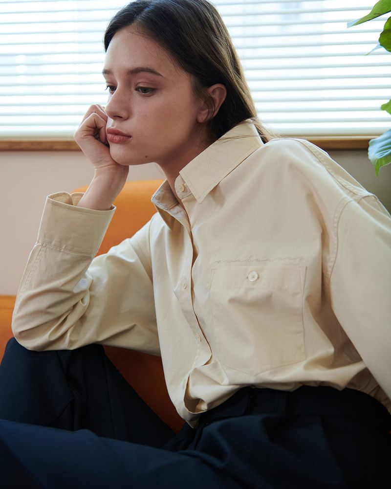 LOGO POPLIN SHIRT [IVORY]