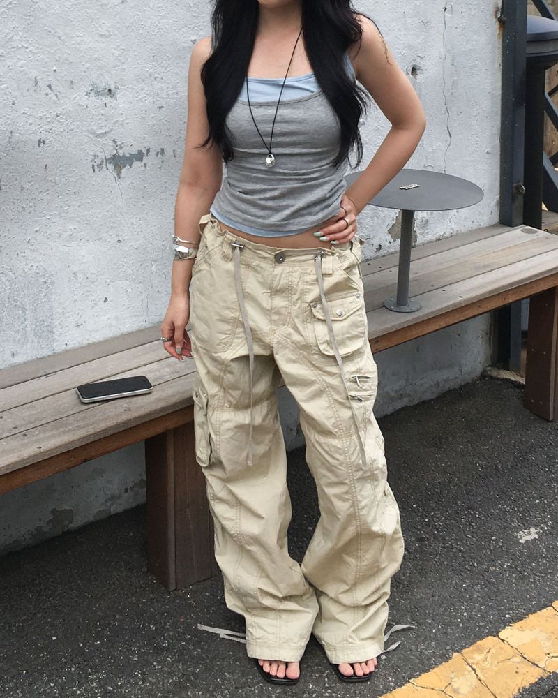 (2way) Vintage cargo string pants