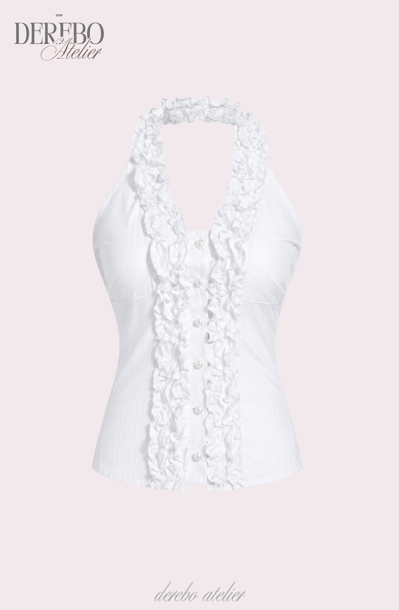 foam lace halterneck blouse