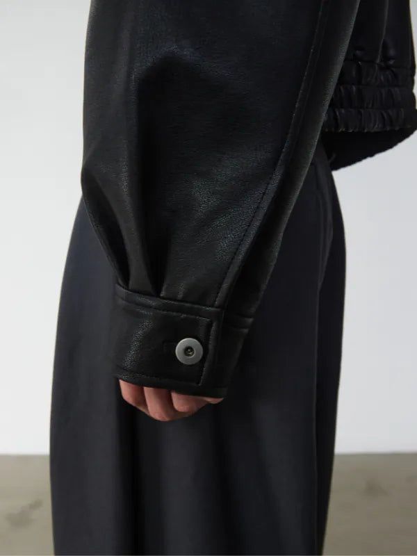 JT2 Zipped Cropped Leather Jacket