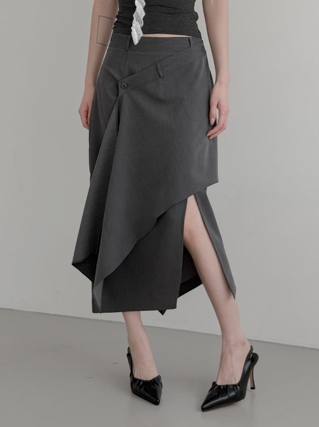 Luen Unbalanced Wrap Long Skirt