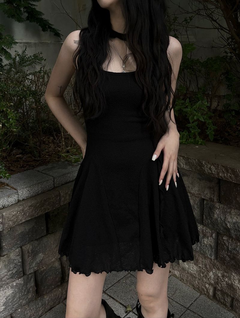 flared scarf mini dress (2color)