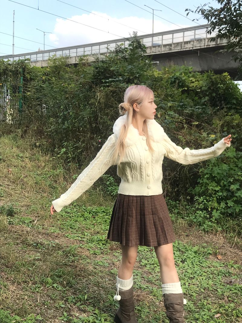 Aki Checkered Pleats Skirt