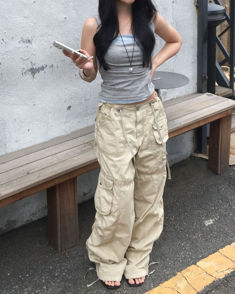 (2way) Vintage cargo string pants