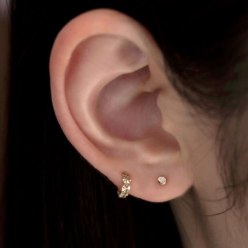14K gold cognac diamond earring