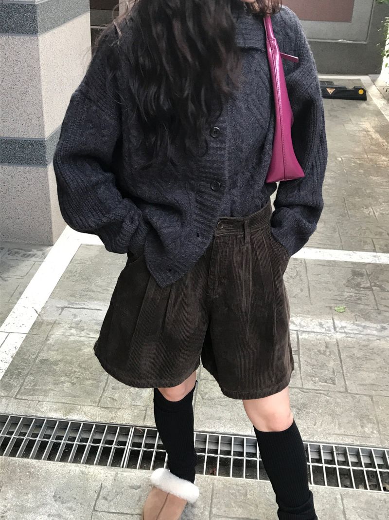 Wool fisher high neck cardigan 