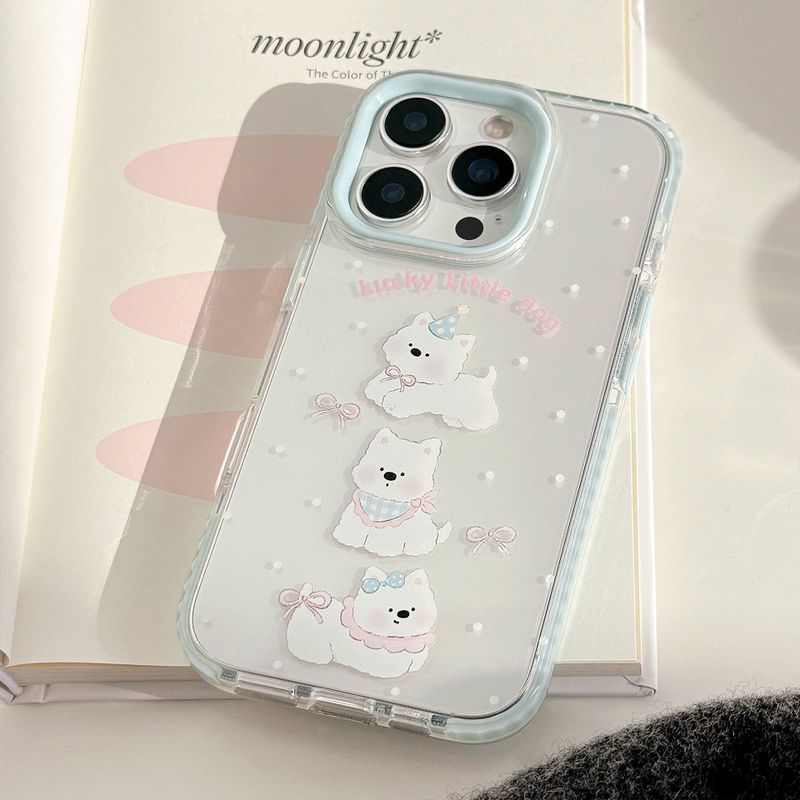 Summer Blue Edge Sweet Cartoon Puppy Jelly iPhone Case