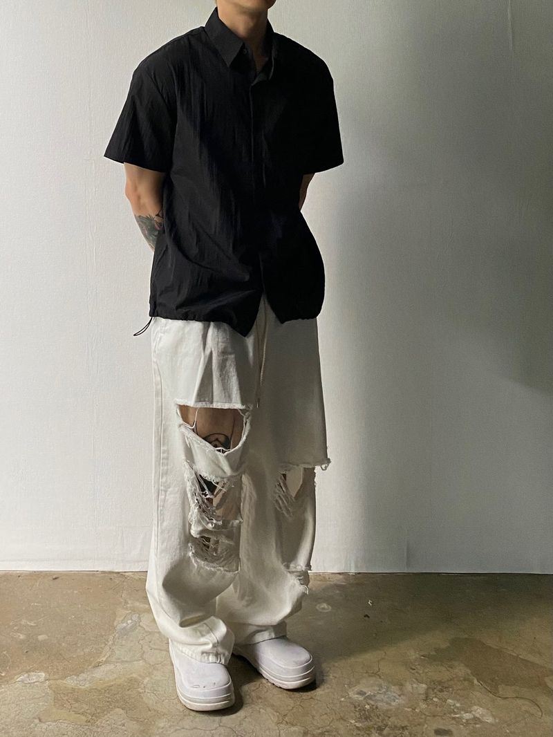String Nylon Short Sleeve Shirt 4C