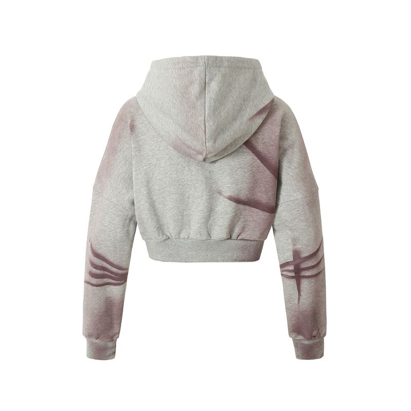 【Keshi】SPRAY RED SHORT CUT ZIP HOODIE