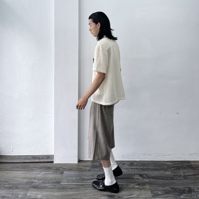 Textured Patch Pocket Short Sleeve Shirt