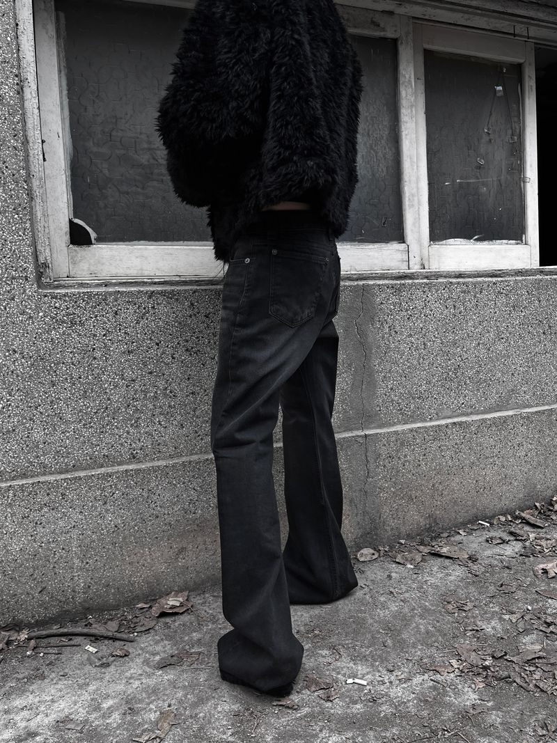 dark semi low-rise bootcut denim