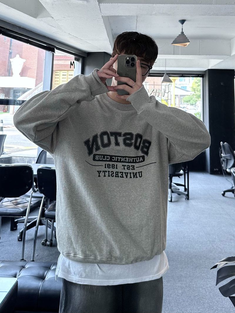 보스턴 나염 오버핏 맨투맨