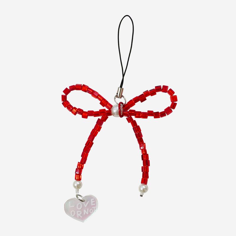 [MADE]Red Ribbon Bead Strap