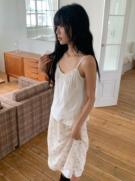 BAON（バオン）の「Chinatsu ribbon shirring sleeveless（Tops）」