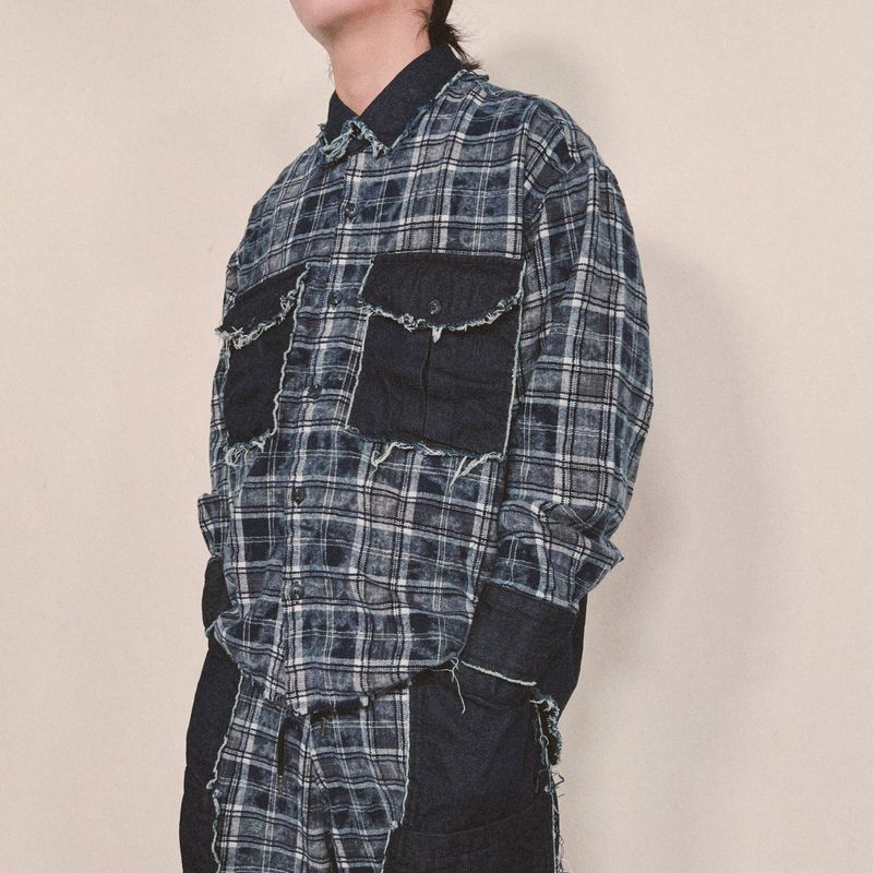 grunge burner check shirt_blue