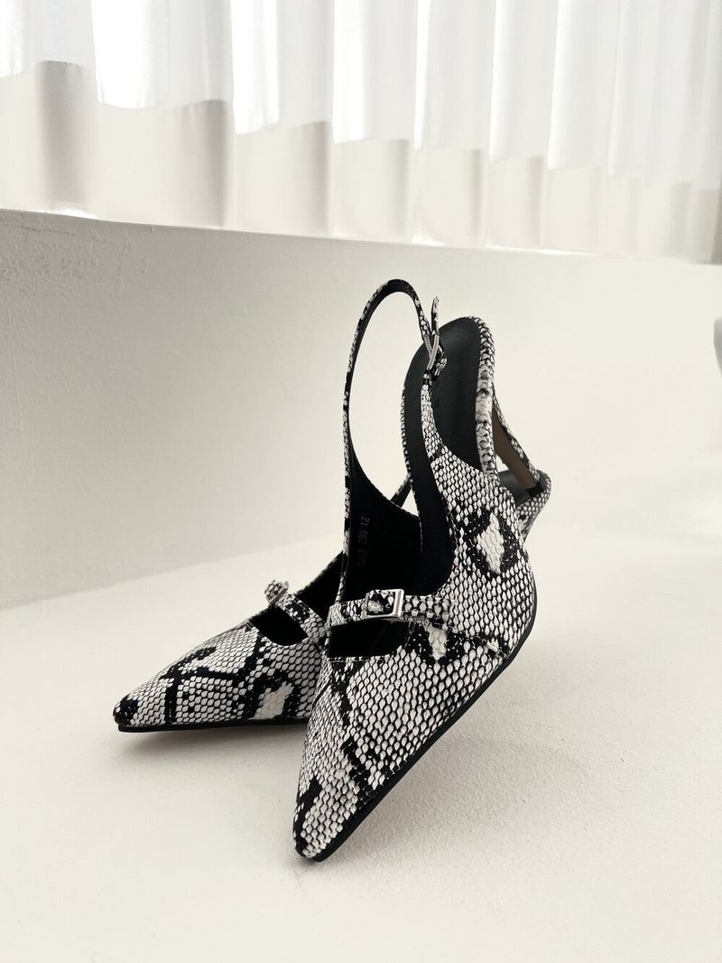1037. Buckle python stilettos slingback (2color)