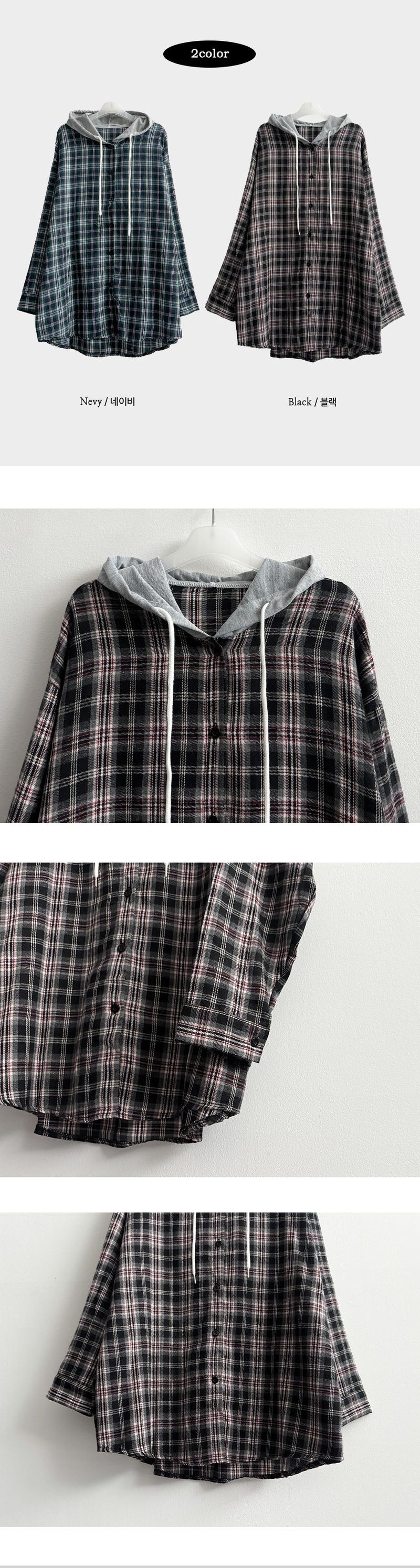 Perin Boxy Hooded Checkered Shirt