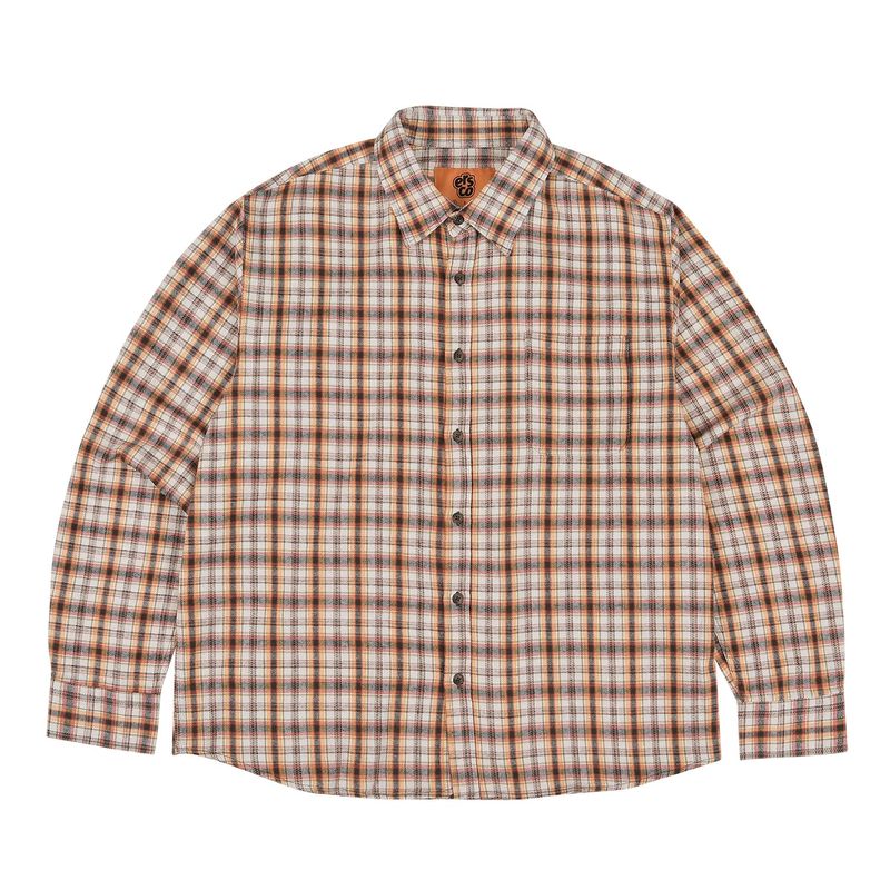 ersco（イーアールエスコ）の「flannel plaid shirts_orange（Tops）」