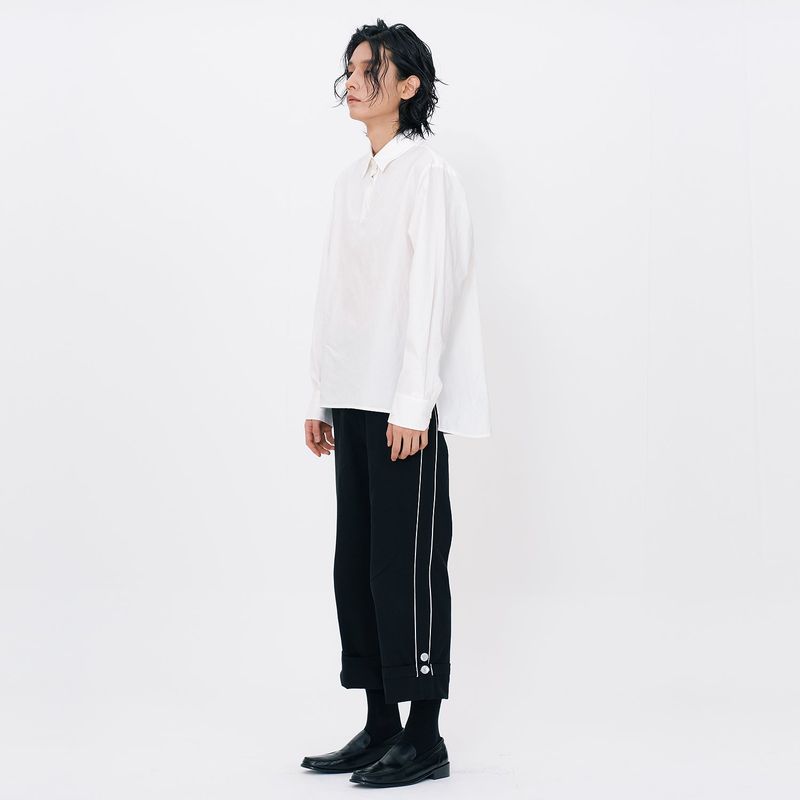 Crinkle Basic Shirts [White]