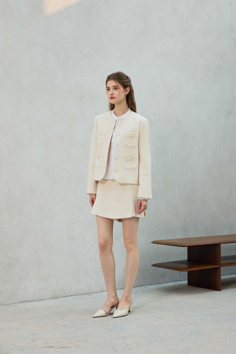 CHERISH TWEED SKIRT PANTS / WHITE