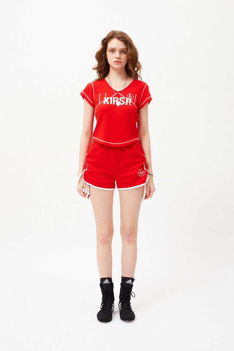 DOODLE CHERRY DOLPHIN PANTS [RED]