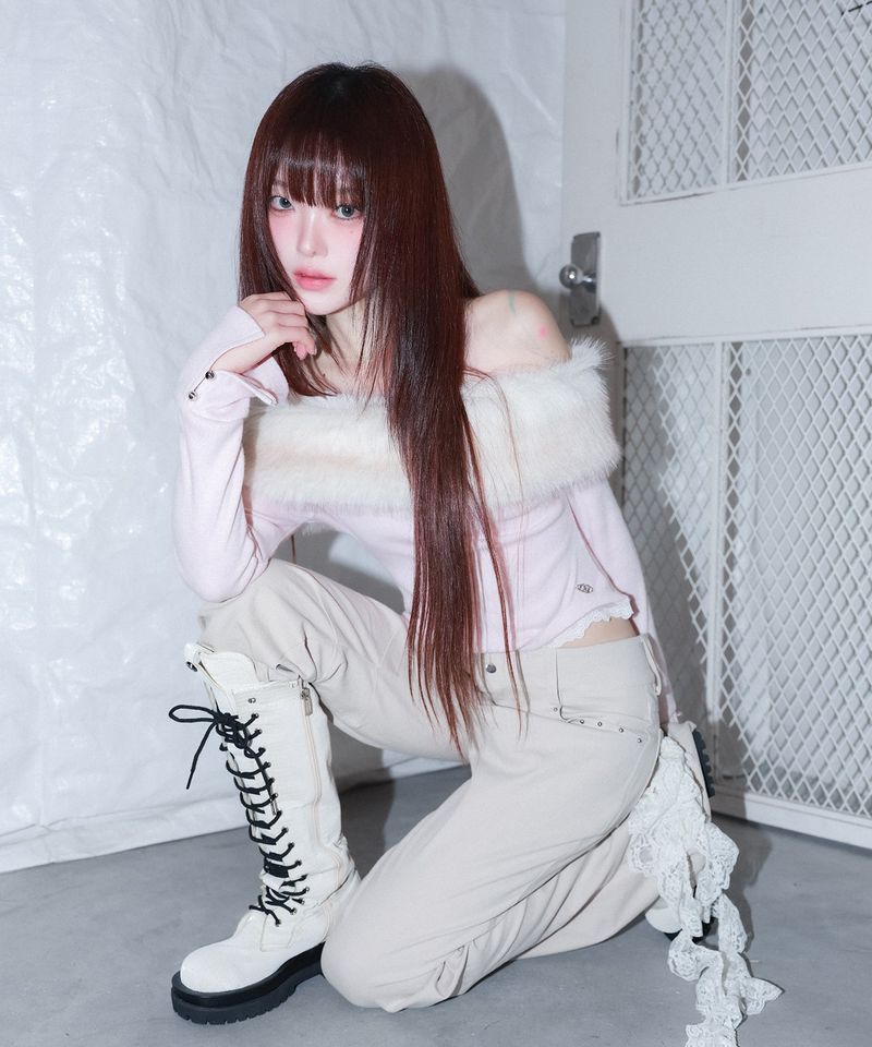 metalic stud boots cut pt - beige