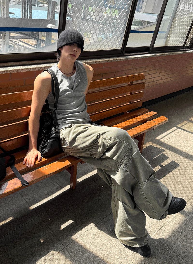 Pinter Aesthetic Raw Denim Keyring Cargo Pants
