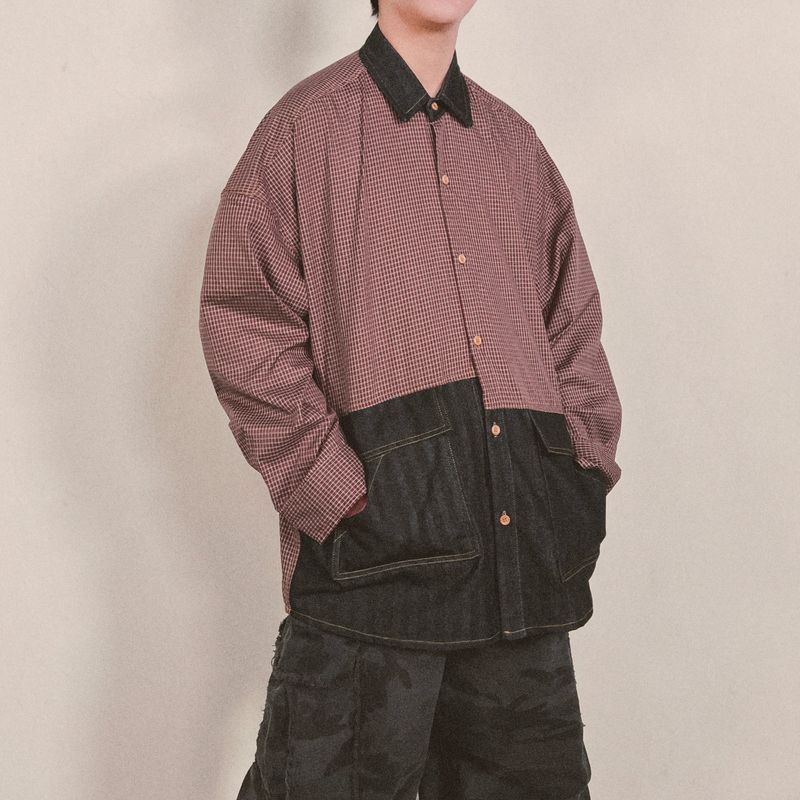 switch panel check shirt_black