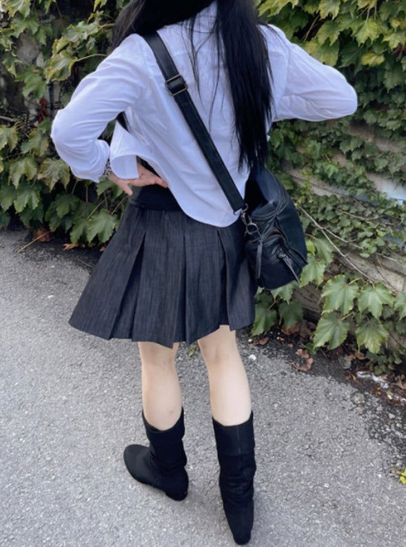 Daily Pleats Normcore Denim Skirt