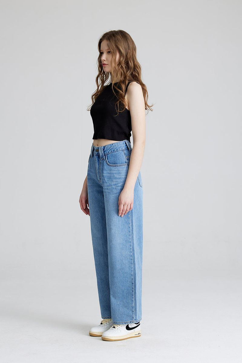 WMNS LOOSEFIT DENIM PANTS BLUE