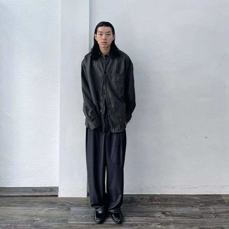 Pleated Texture Drop-Shoulder Shirt