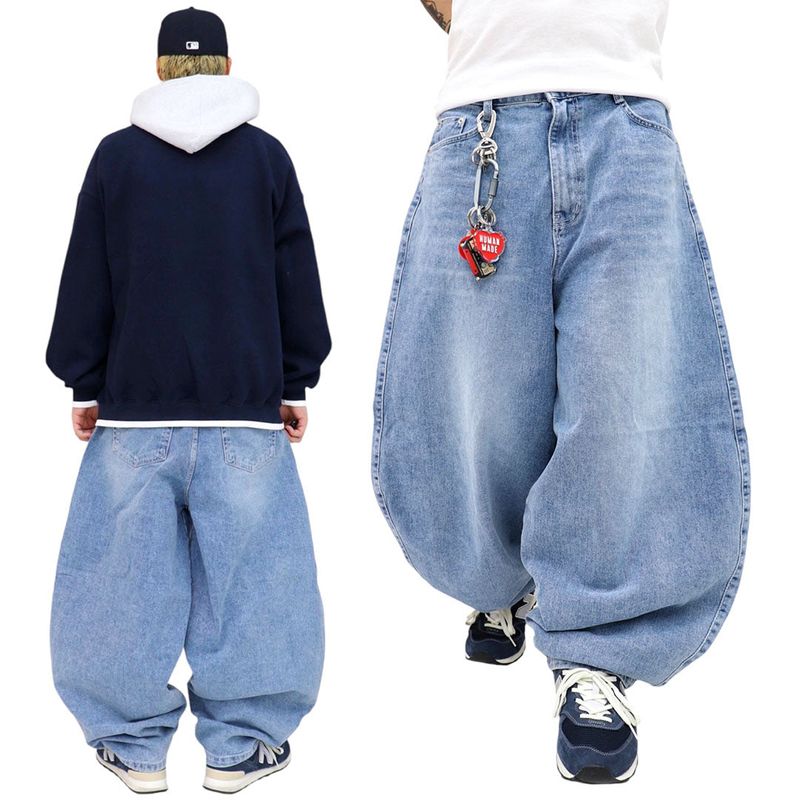 Real balloon washed denim pants