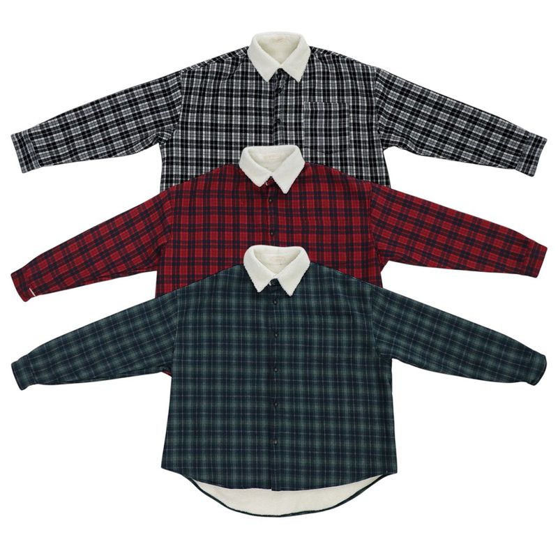 Oversized Fleece-Lined Check Shirt Jacket