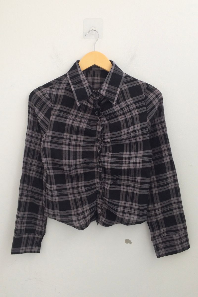 ruffle frill checkered short shirt