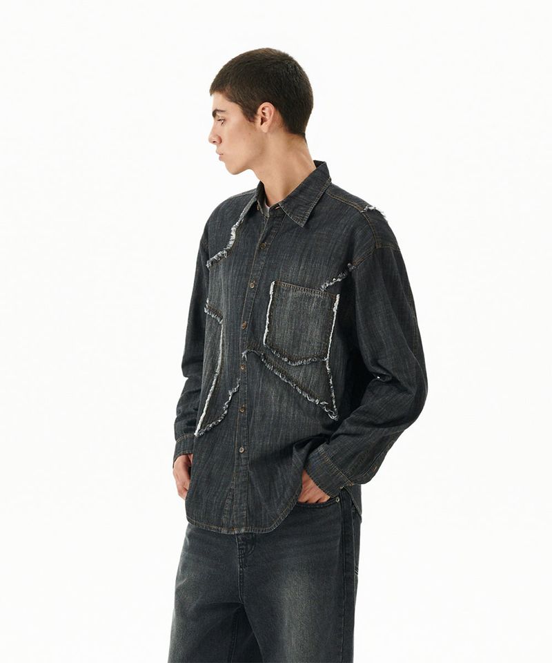 STAR RAW CUT DENIM SHIRT