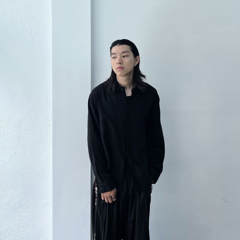 Deep Black Vertical Texture Shirt