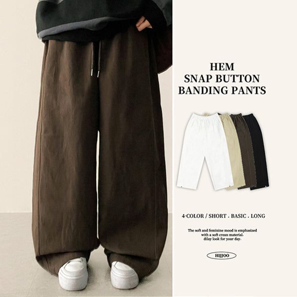 hijjoo（ハイチュー）の「 [short, basic, long*] フロントサイドインシジョンヘムスナップコットンワイドパンツ（パンツ）」