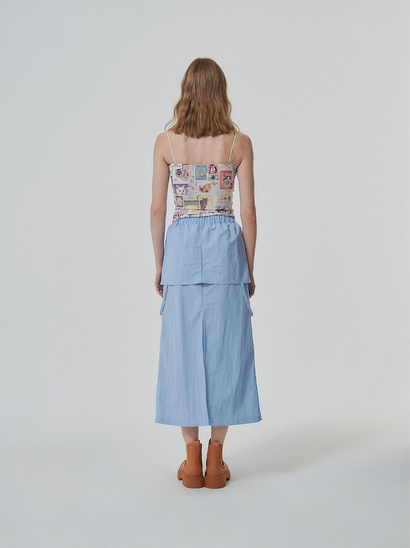 NYLON REVERSE LONG SKIRT (2 COLOR)