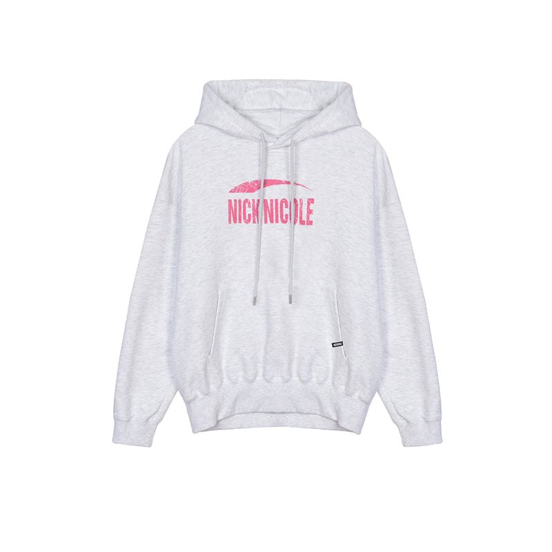 NICK&NICOLE(ニック&ニコール)の「NICOLE VINTAGE CRACK LOGO HOODY_MELANGE PINK(Tops)」