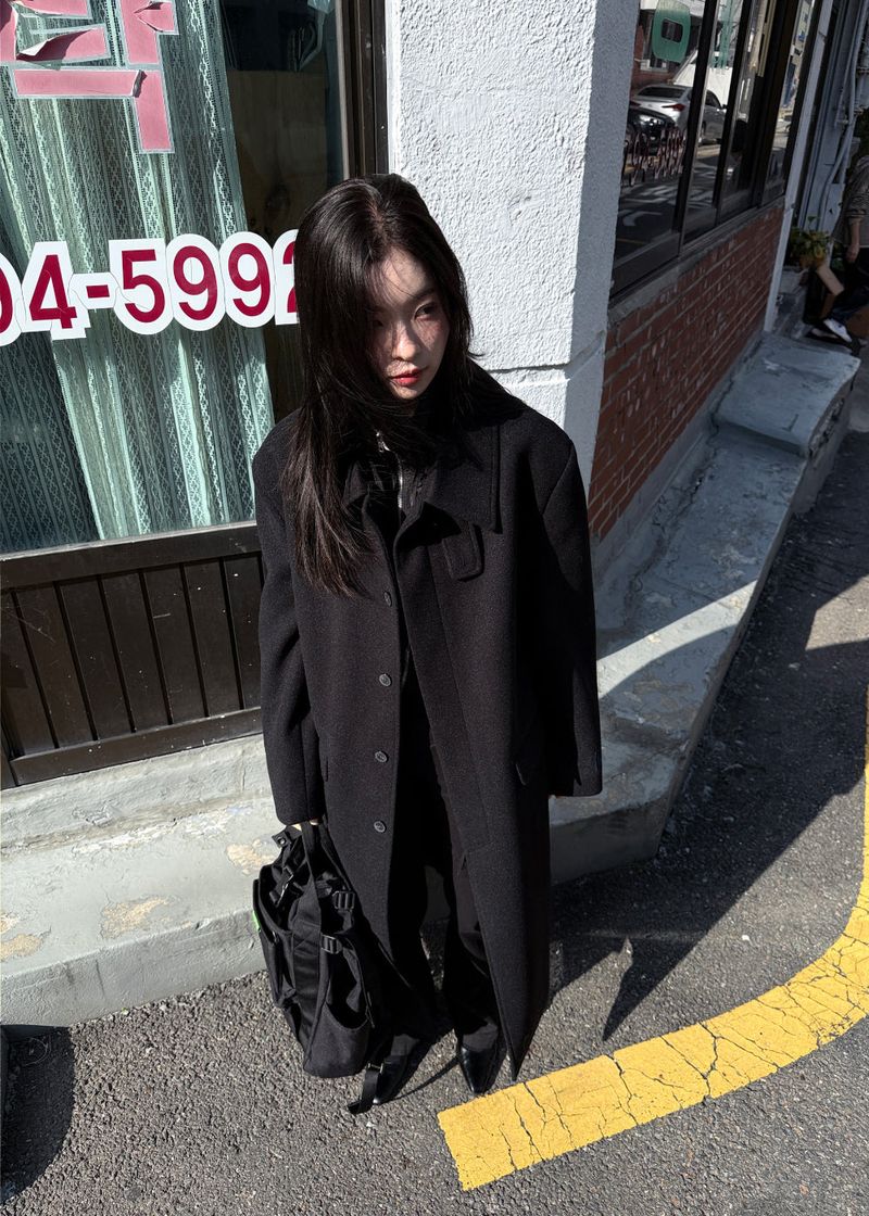 WOOL HIGHNECK LONG COAT