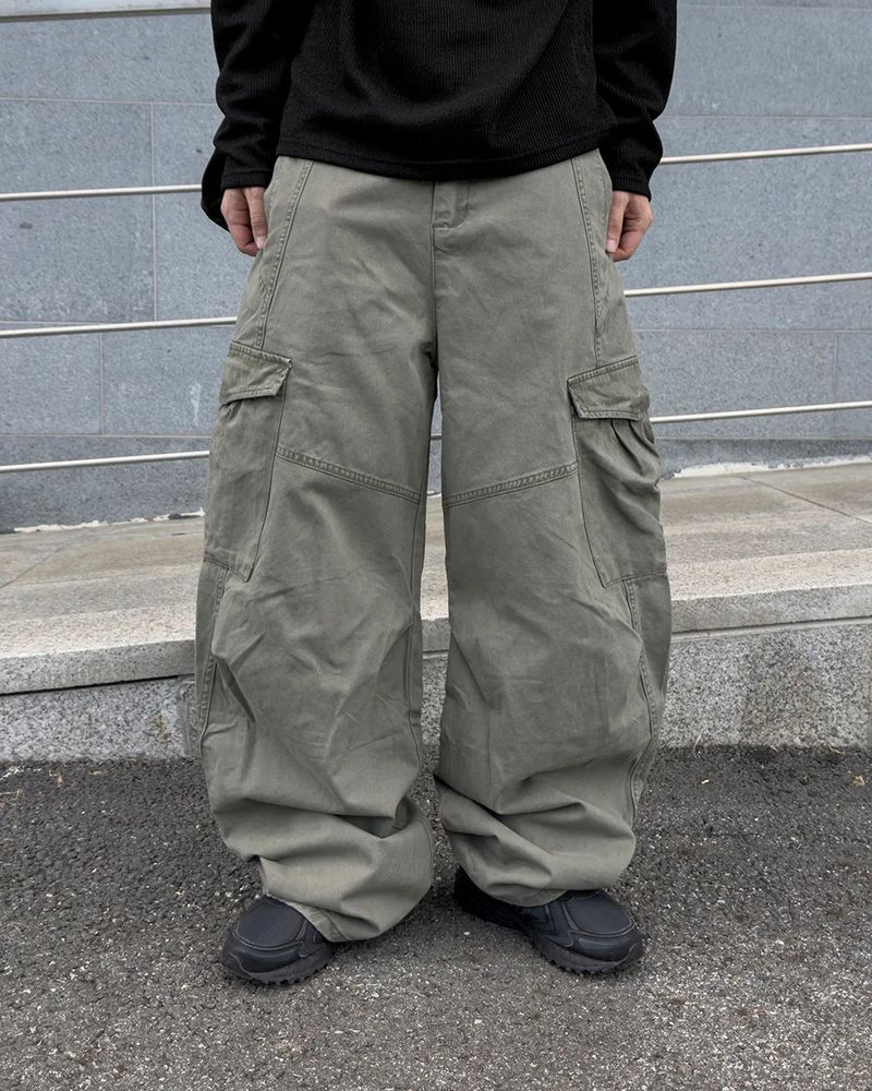 Cerne Dying Washed Curved Cargo Pants