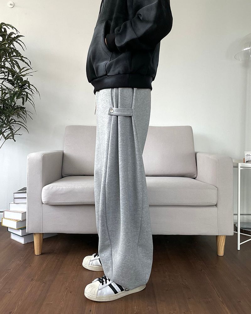 Side Snap Wide Sweatpants