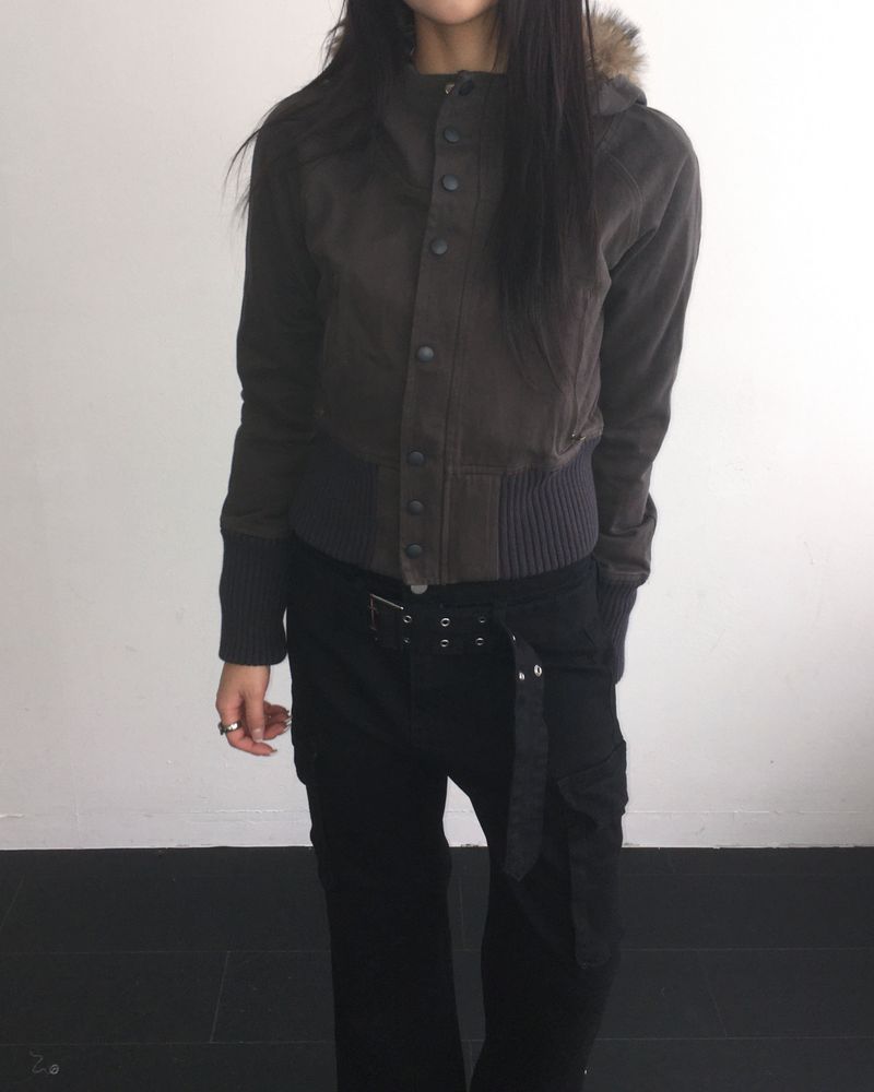 Vintage hood crop jacket