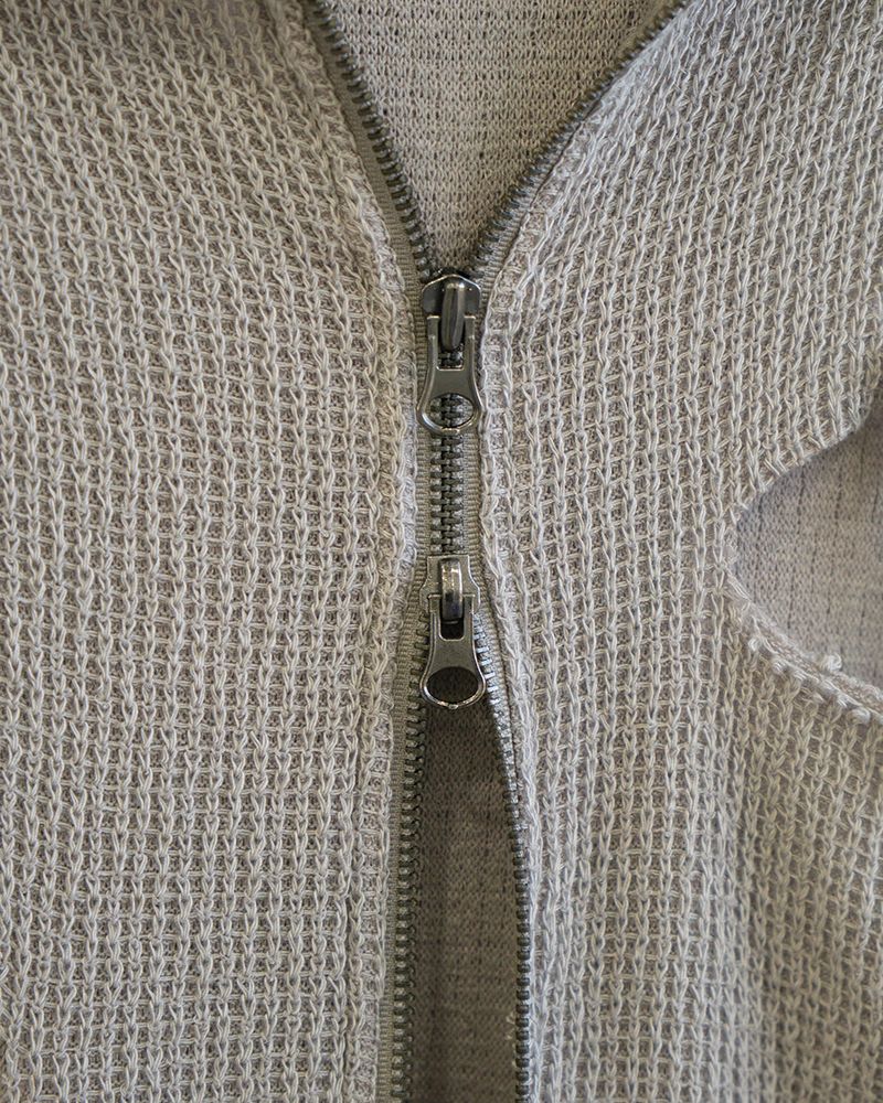 Broken Knit Hooded Zip-Up