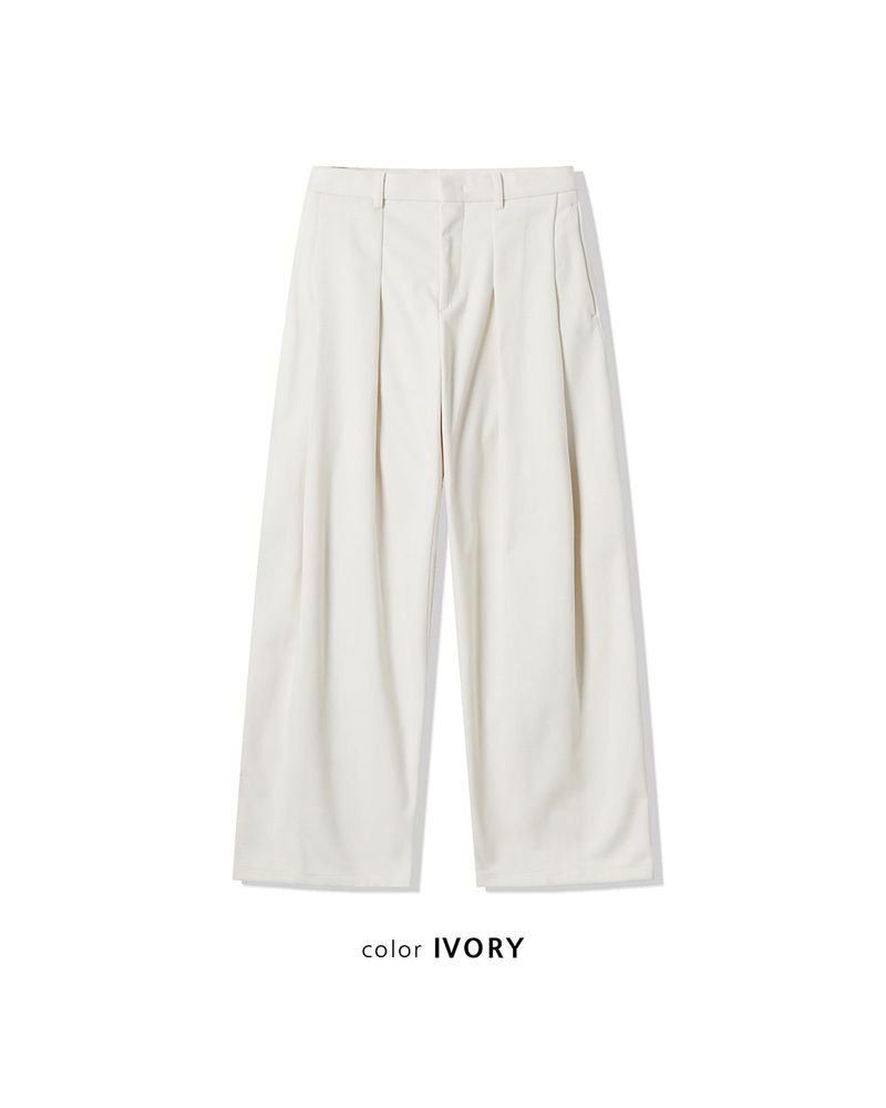 Worvel Wool Wide Pintuck Slacks